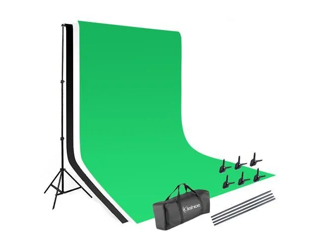 Photography 10ft Backdrop Stand Kit 1.6*3m Green Screen Black White with Clamps