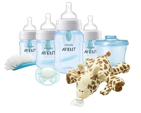 Avent - Anti-Colic Baby Bottle with Airfree Vent Newborn Gift Set with Snuggle Blue