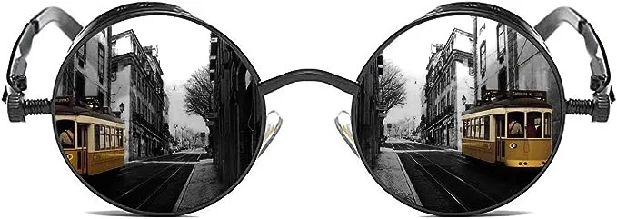 ROCKNIGHT Gothic Steampunk Round Polarized UV400 Protection Sunglasses Unisex St