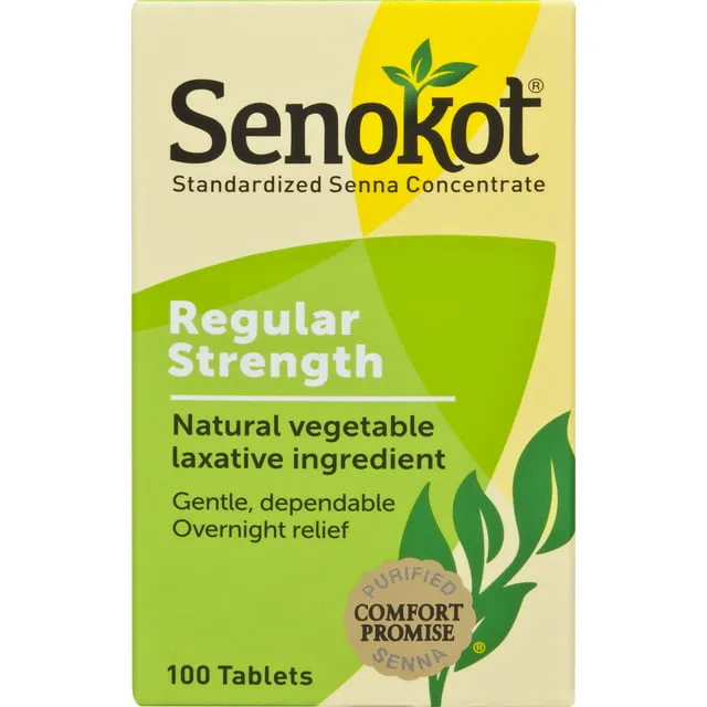 Senokot Regular Strength, 100 Tablets, Natural Vegetable Laxative Ingredient senna for Gentle Dependable Overnight Relief of Occasional Constipation