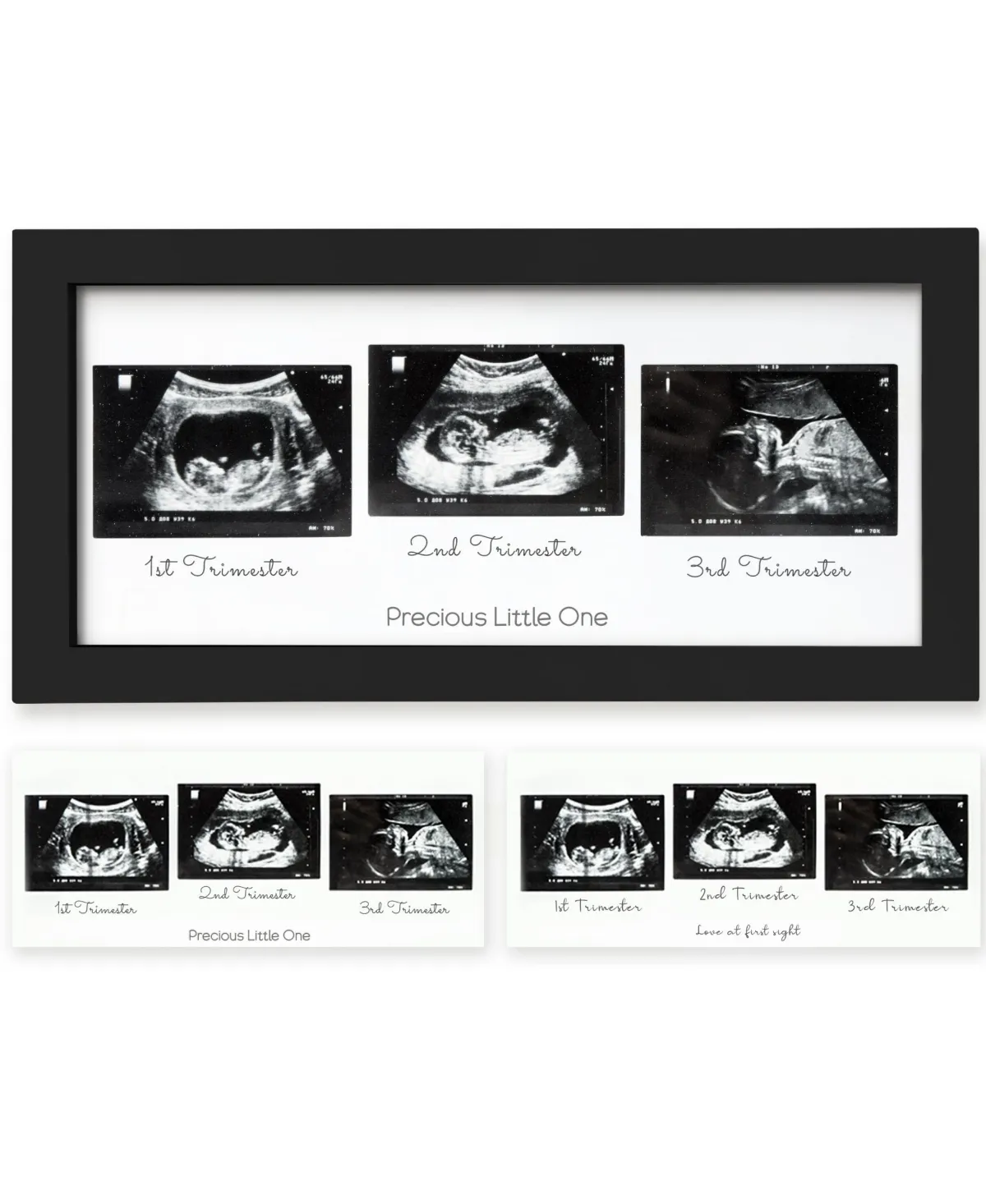 Sonogram Picture Frame - Trio Ultrasound Picture Frames For Mom To Be Gift - Baby Ultrasound frame - Pregnancy Announcements Sonogram frame - Baby Nursery Decor, Pregnant Mom Gifts (Cloud Gray)