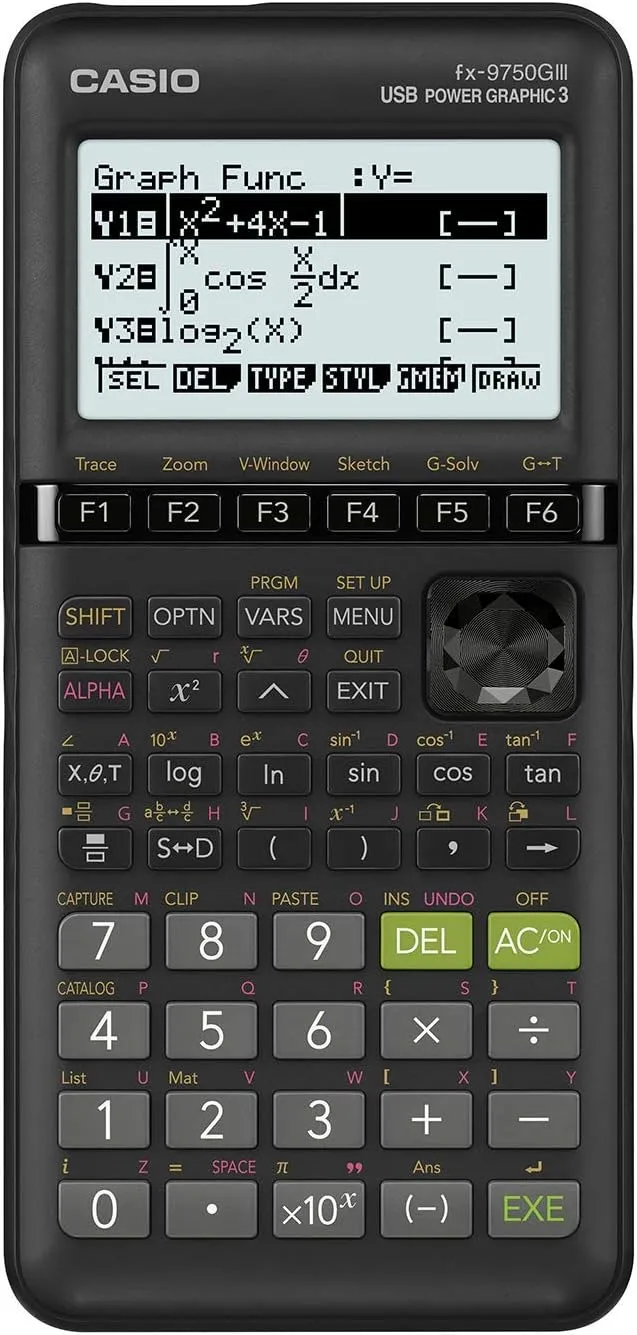 Casio fx-9750GIII, Standard Graphing Calculator, Python and Natural Text Book Display, Black