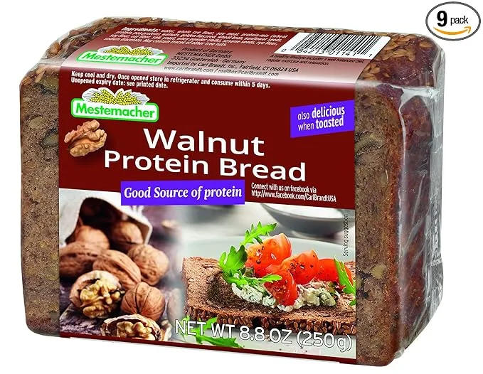 Mestemacher Protein Bread,Carrot, 9 Count