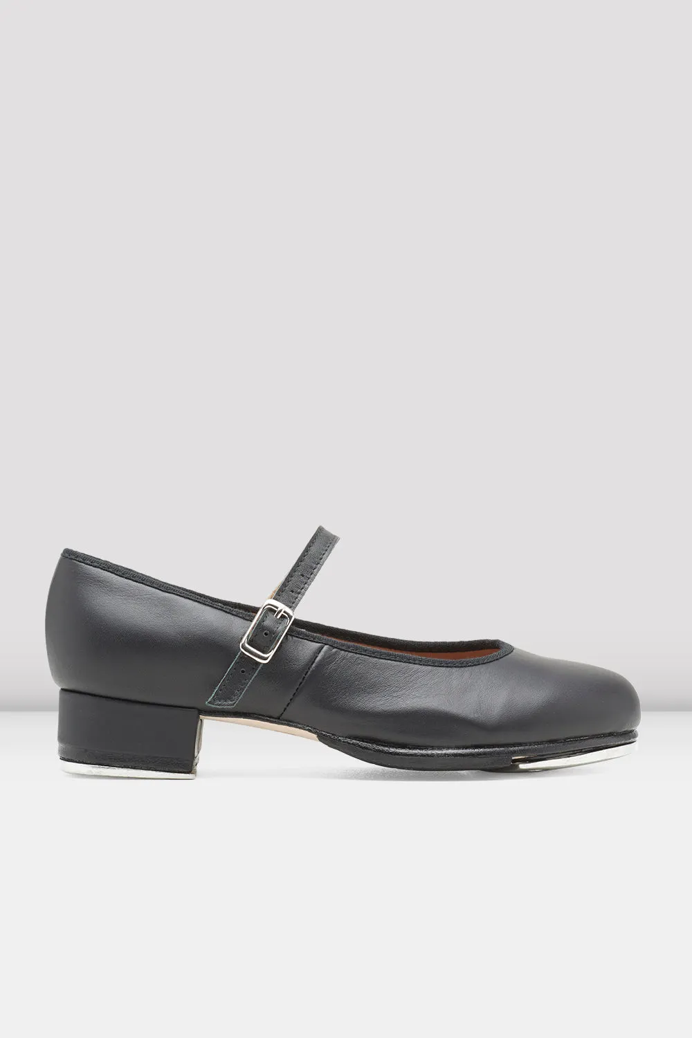 Ladies Tap-On Leather Tap Shoes, Black Leather