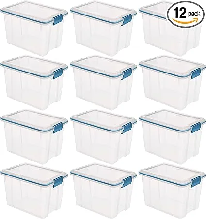 Sterilite 20 Quart Storage Container Box Tote with Latches (12 Pack)