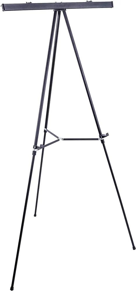 U.S. Art Supply 66" High Boardroom Black Aluminum Flipchart Display Easel and Presentation Stand - Large Adjustable Floor and Tabletop Portable Tripod, Holds 25 lbs - Holds Writing Pads, Poster Boards