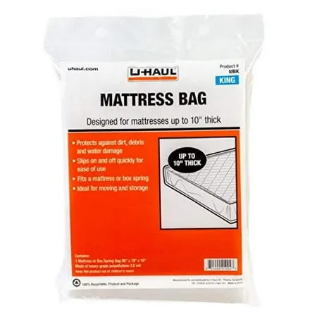 U-Haul Standard King Mattress Bag Moving & Storage Cover for Mattress or Box S