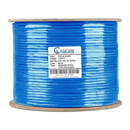 NewYork Cables Cat6a Cable 1000ft - Most Certified 100% Solid Bare Copper Cat 6a Ethernet Cable – CMR, 23 AWG, 750 MHz, PoE++ - Unshielded Twisted Pair (UTP) - 10 GB High Speed for Networking & Gaming