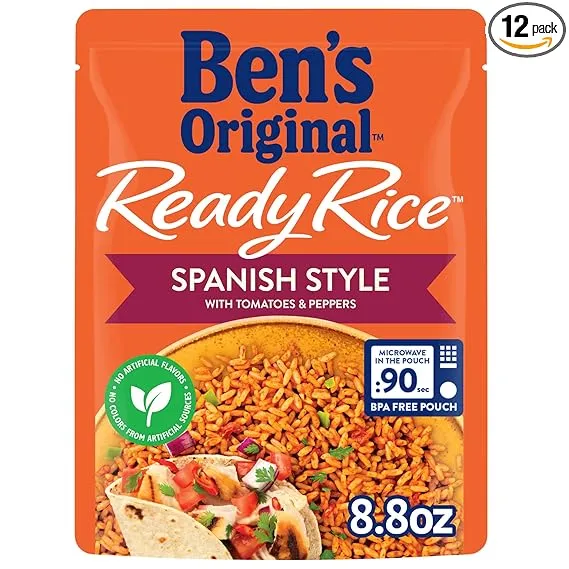 BEN'S ORIGINAL Ready Rice Spanish Style Flavored Rice, Easy Dinner Side, 8.8 OZ Pouch (Pack of 12)