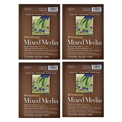 Strathmore 462-111 400 Series Mixed Media Pad, 11"x14" Glue Bound, 15 Sheets (2-Pack)