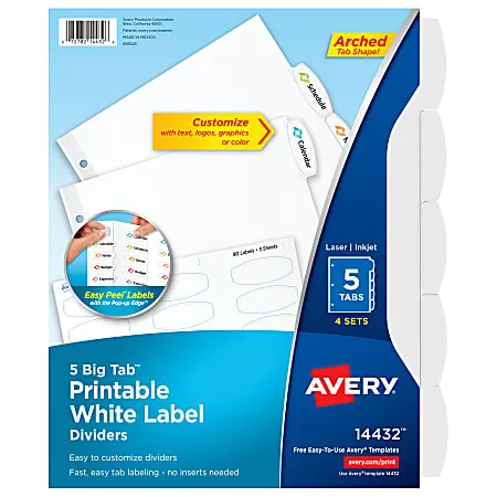 Avery Big Tab Printable Label Dividers