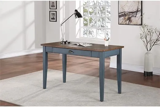 Martin Furniture Farmhouse Wood Writing Desk, Writing Table, Office Desk, Blue