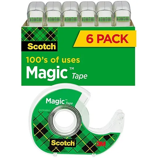 3M Scotch Magic Office Tape with Dispenser, 3/4" x 650" - 6 pack