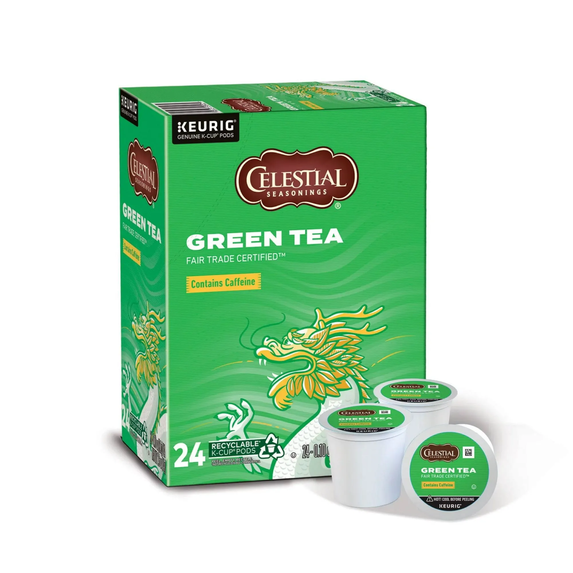 Celestial Seasonings Authentic Green Tea, K-Cup Portion Pack for Keurig K-Cup Brewers, 24-Count