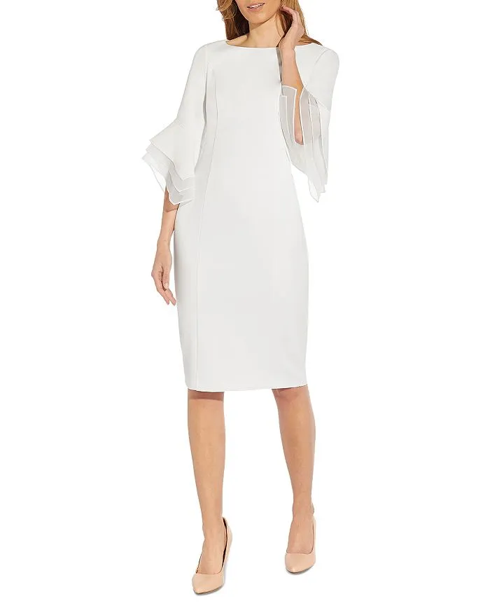 Adrianna Papell Women's Knit Crepe Tiered Sleeve Dress