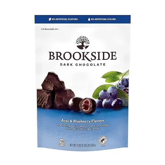 BROOKSIDE Dark Chocolate, Acai and Blueberry Flavored Snacking Chocolate Bag, 21 ozBROOKSIDE Dark Chocolate, Acai and Blueberry Flavored Snacking Chocolate Bag, 21 oz