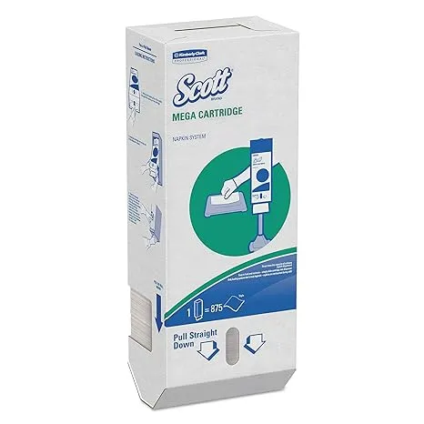 Scott Mega Cartridge Napkin Box (98908), Disposable Paper Napkins, 6 Cartons of 875 Beverage Napkins (5,250 Napkins / Case)