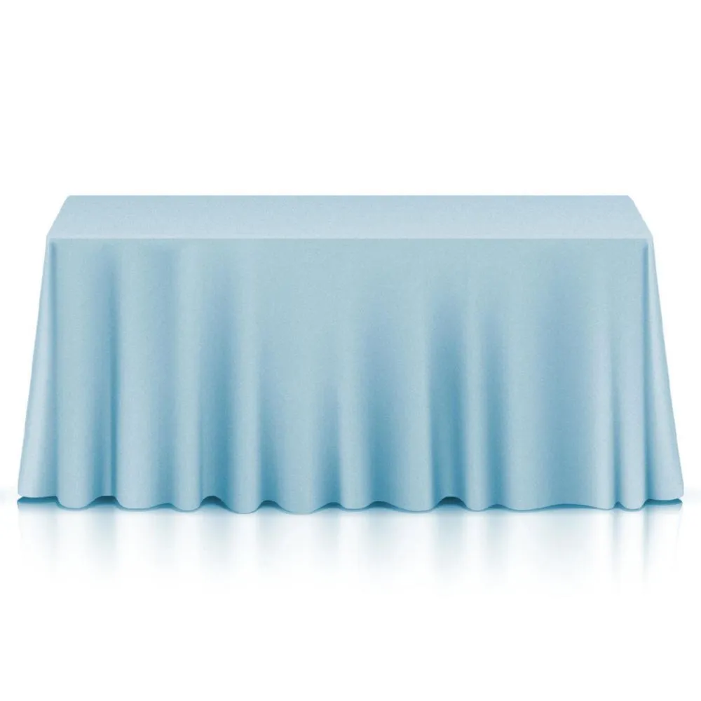 Lann's Linens - 90" x 132" Premium Tablecloth for Wedding / Banquet / Restaurant - Rectangular Polyester Fabric Table Cloth - Baby Blue