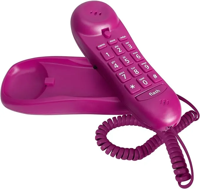 Slimline Purple Colored Phone For Wall Or Desk With Memory