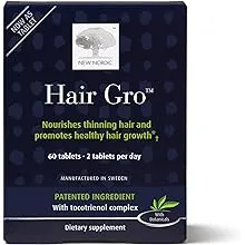 NEW NORDIC Hair GRO, Hair Growth Supplement, Biotin & Palm Fruit Extract Tocotrienols for Natural Regrowth, for Men and Women, 60 Count (Pack of 1)