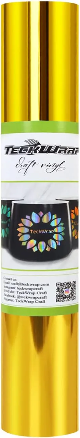 TECKWRAP Chrome Gold Adhesive Craft Vinyl Roll 1ftx5ft