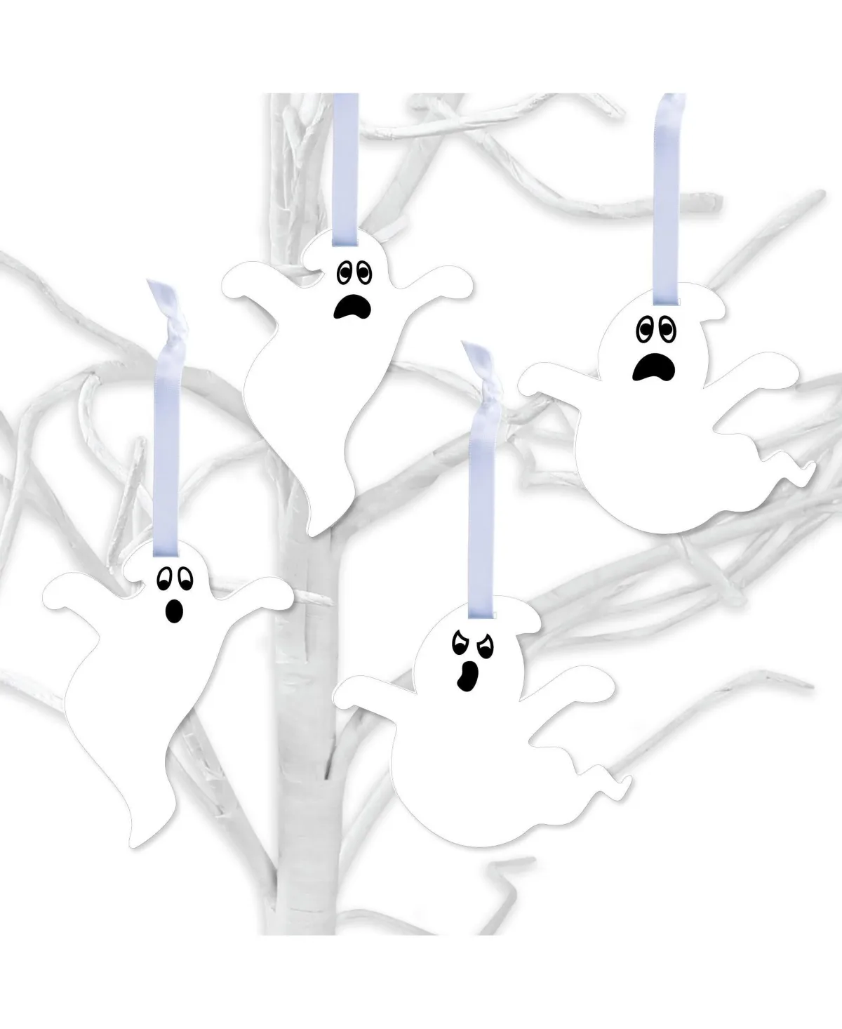 Spooky Ghost - Halloween Party Decorations - Tree Ornaments - Set of 12