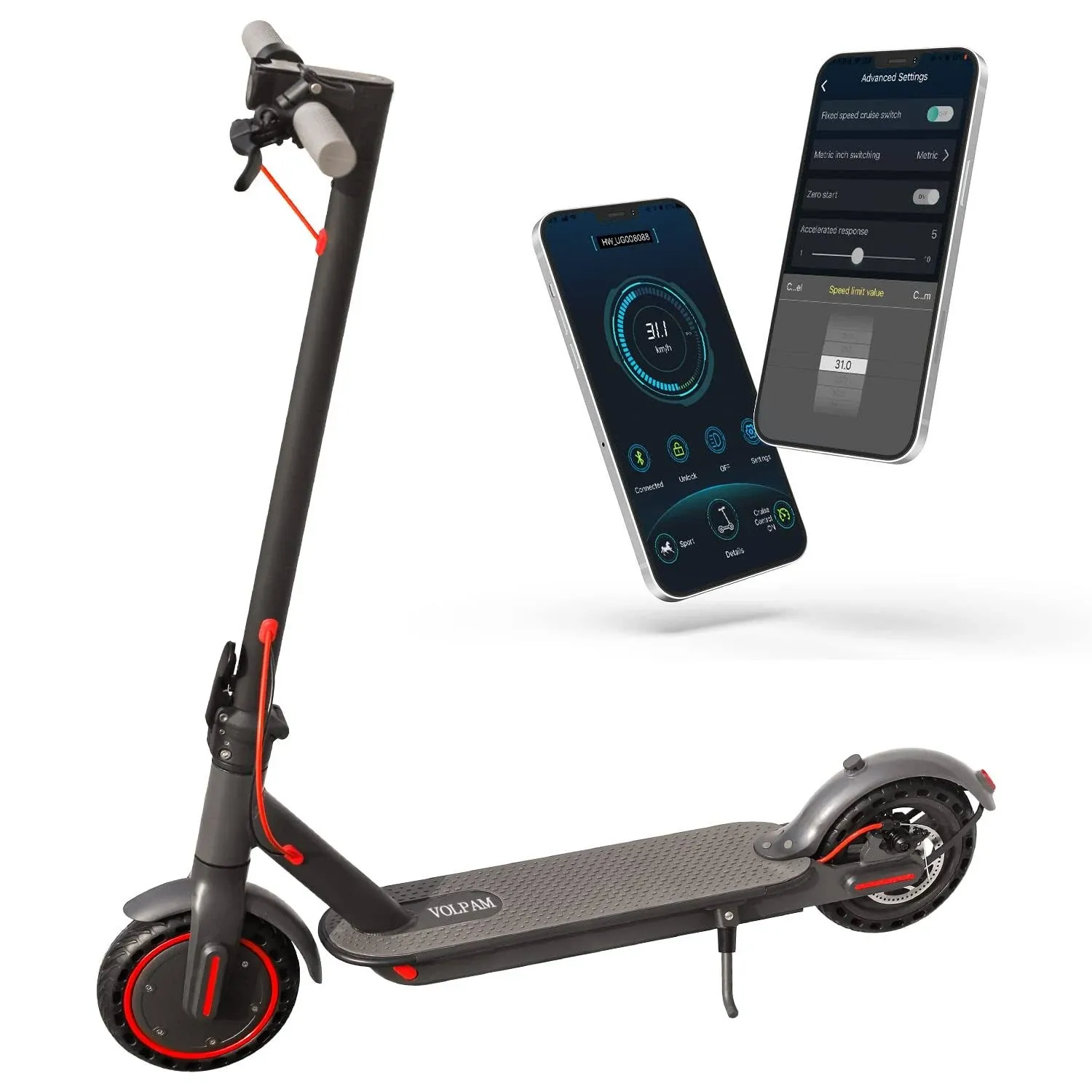 Electric Scooter Adults - Max 19Miles Range & 19MPH Speed E-Scooter, Powerful 350W Scooter, Folding Scooters with 8.5" Solid Tires, Kick Scooter, 2 Wheels and Height Handlebars