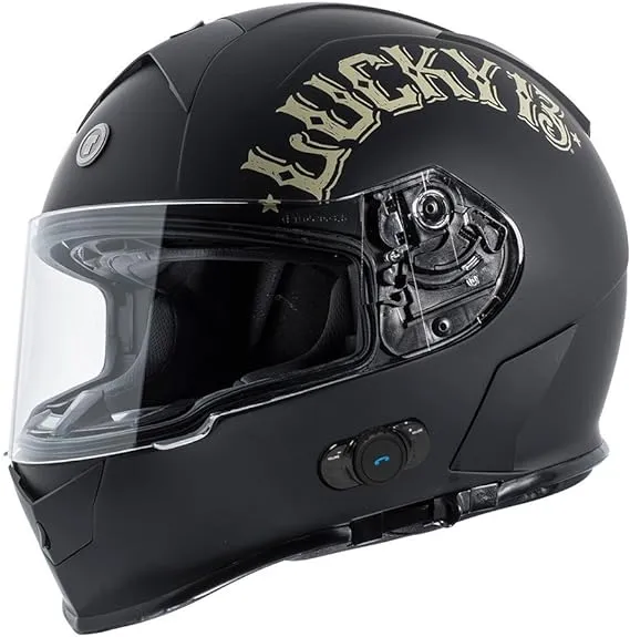 Torc T14B Mako Full Face Motorcycle Helmet with Blinc Mini Bluetooth (Flat Black, Extra Large)