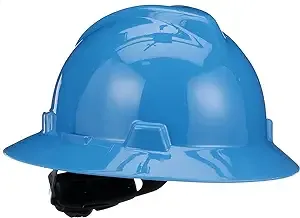 MSA V-Gard Full-Brim Hard Hat with Suspension - Polyethylene Shell, Superior Impact Protection and Self Adjusting Crown Straps - Standard Size Hard Hat