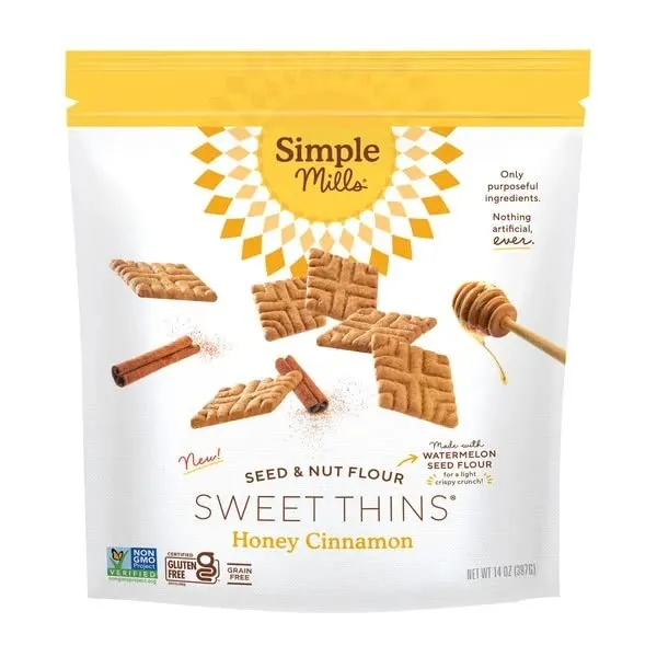 Simple Mills Sweet Thins Cookies, Nut & Seed Flour, Honey & Cinnamon, Gluten Free, Paleo Friendly, Healthy Snacks, 4.25 oz Pack of 6