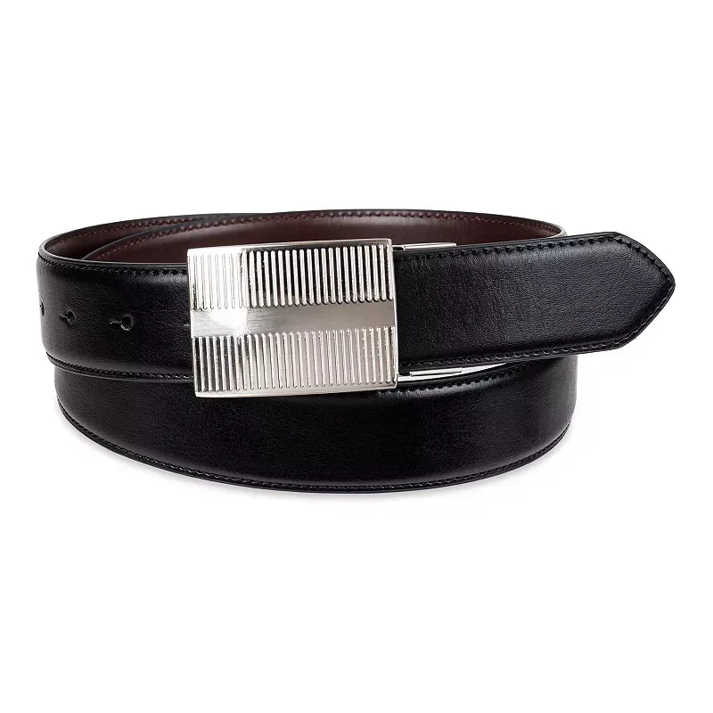 Men's Sonoma Goods For Life® Two-In-One Reversible Feather Edge Stitched Plaque Buckle Belt