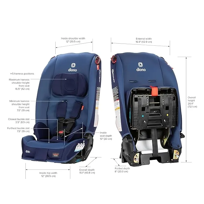 Diono Radian 3R All-in-One Convertible Car Seat, Blue Surge