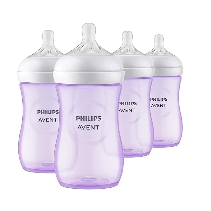 Philips Avent Natural Baby Bottle with Natural Response Nipple, Blue, 9oz, 4pk, SCY903/24