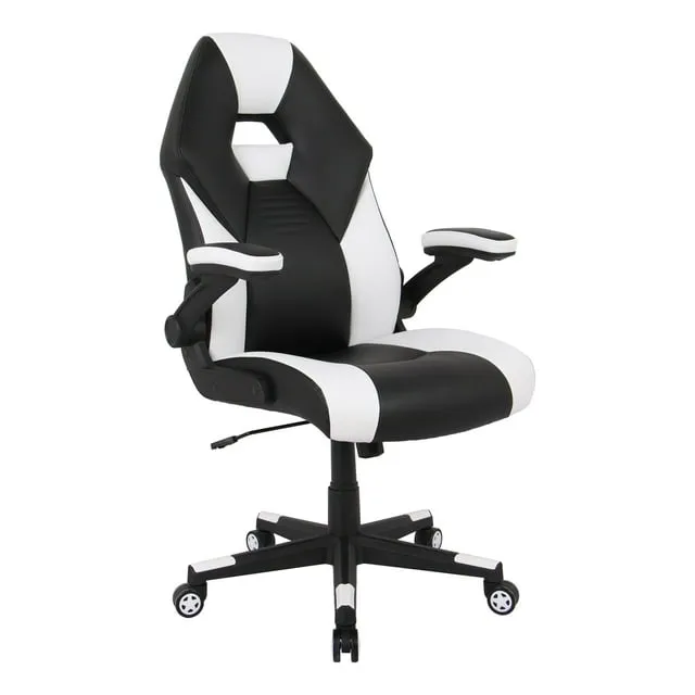 Realspace RS Gaming™ RGX Faux Leather High-Back Gaming Chair, Black/White, BIFMA Compliant