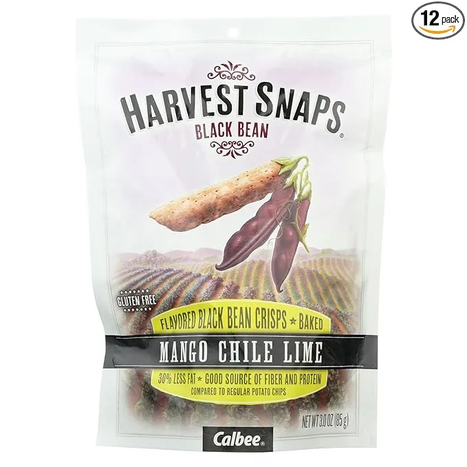 Calbee Snapea Crisp - Black Bean Crisps - Mango Chile Lime - Case of 12 - 3 oz