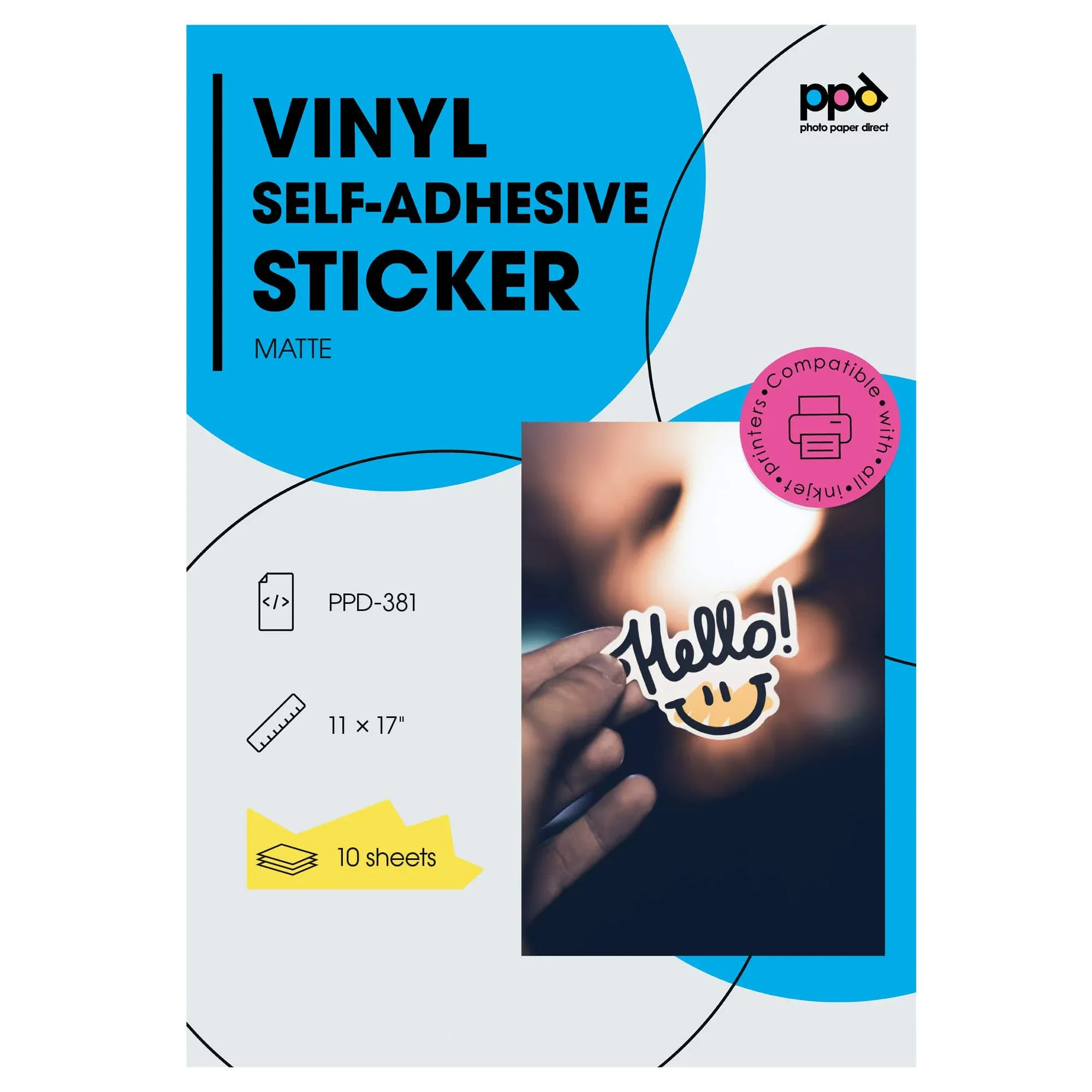 PPD 11x17 Inkjet Matte Self Adhesive Vinyl Sticker Paper Photo Quality Premium ...