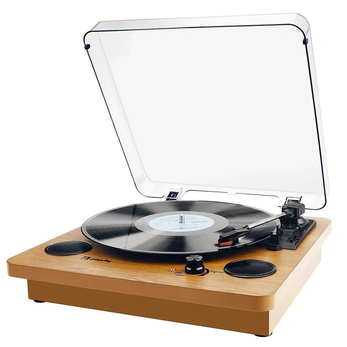 Record Player, Popsky 3-Speed Turntable Bluetooth Vinyl Record Player with Speaker, Portable LP Vinyl Player, Vinyl-to-MP3 Recording, 3.5mm AUX & RCA & Headphone Jack