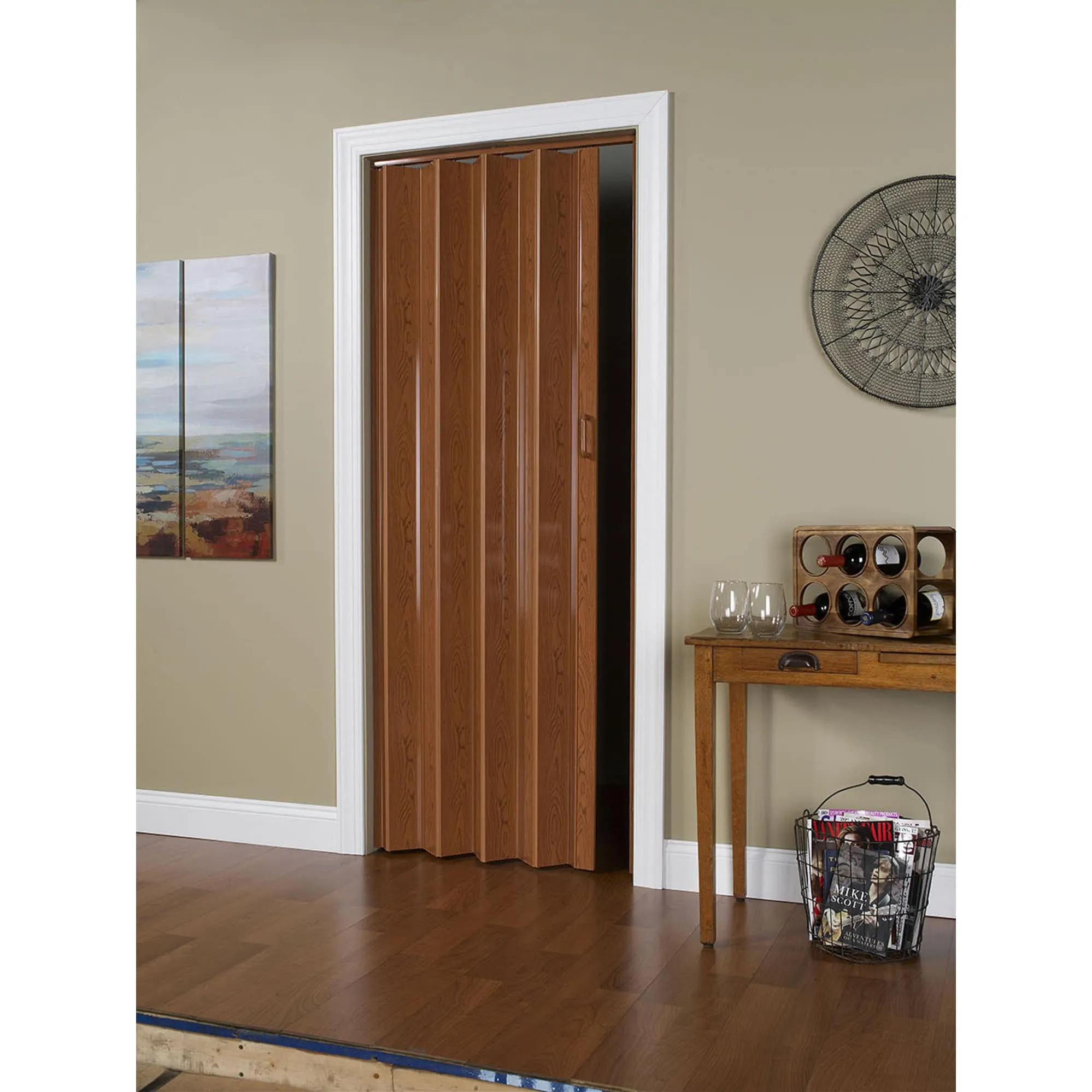 LTL Home Products OK4880K Oakmont Interior Accordion Folding Door, 48" x 80", Oak