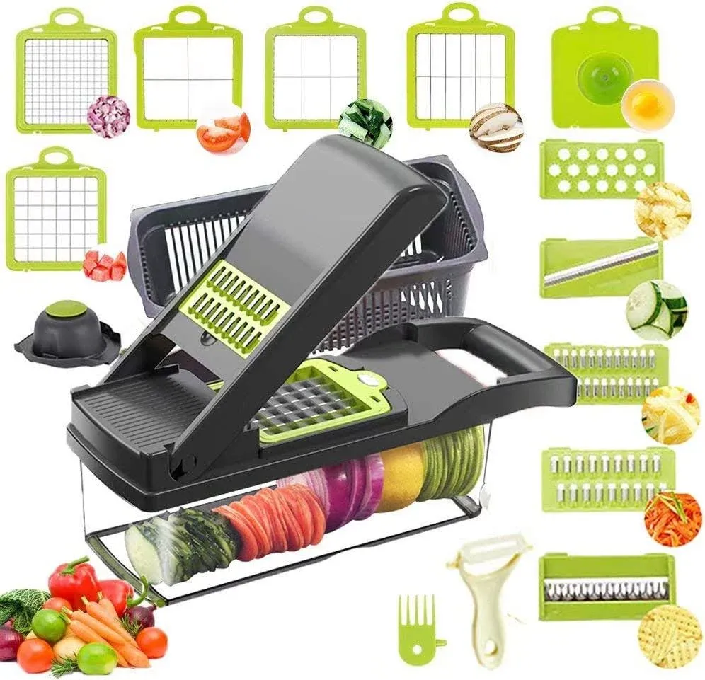 Vegetable Chopper Mandoline Slicer Pro 15 in 1 Vegetable Slicer Cutter with Multi ...