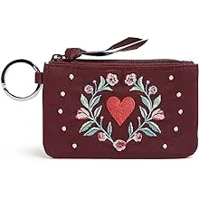 Vera Bradley Women's Cotton Zip ID Case Imperial Hearts Red