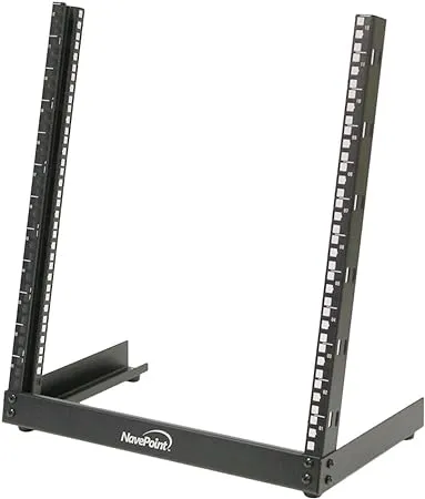 Navepoint 12U 19 inch Desktop Open Frame 2 Post Server Desk Rack Free Standing w/ Hardware