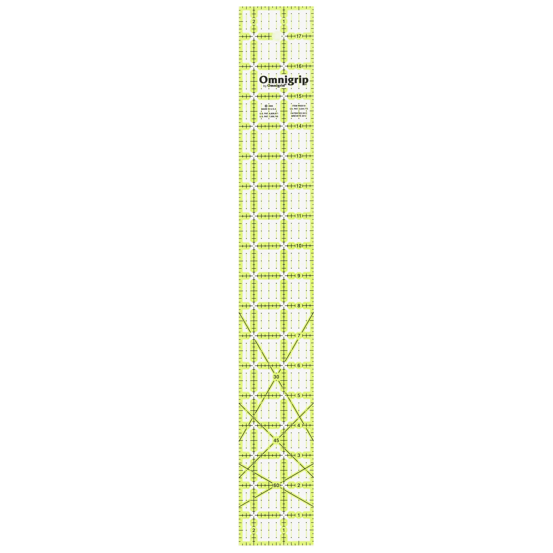 Omnigrid Omnigrip Neon Ruler 2-1/2in x 18in