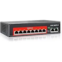 AI PoE Switch (8 POE Ports +2 Uplink), 802.3af/at PoE+ 100Mbps, 120W Built-in Power, Extend to 250Meter,Unmanaged Metal Plug and Play