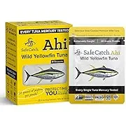 Safe Catch Ahi Wild Yellowfin Tuna Fish Pouch, Lowest Mercury, Every Fish is Tested, Gluten-Free, Paleo, Keto, Whole30 Approved, High-Protein Food, 3oz Pouches, 8 Count Pack