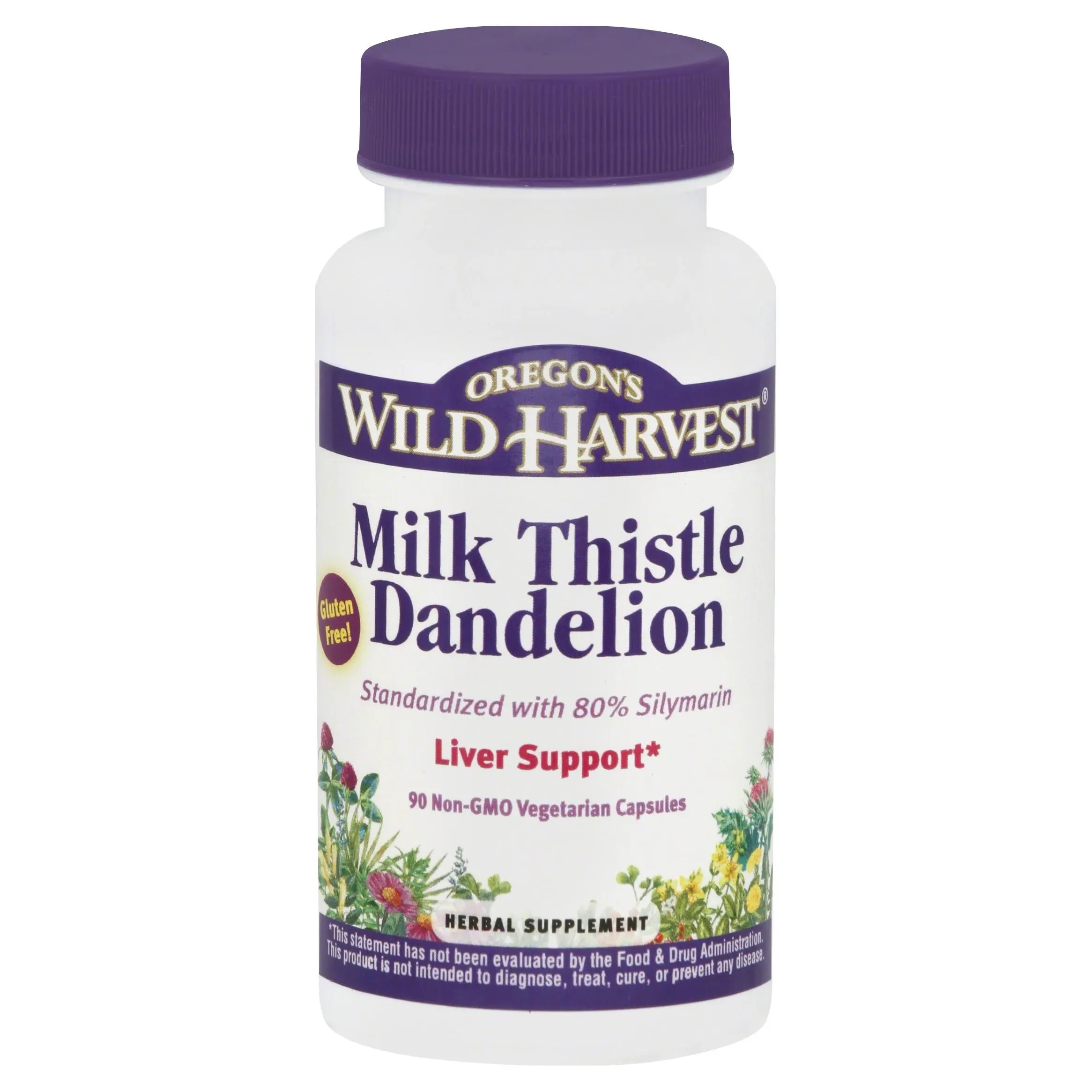 Oregons Wild Harvest Milk Thistle Dandelion, Non-GMO Vegetarian 90 capsules