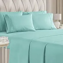 CGK Linens 6 Piece Microfiber Solid Sheet Set - King - Spa Blue