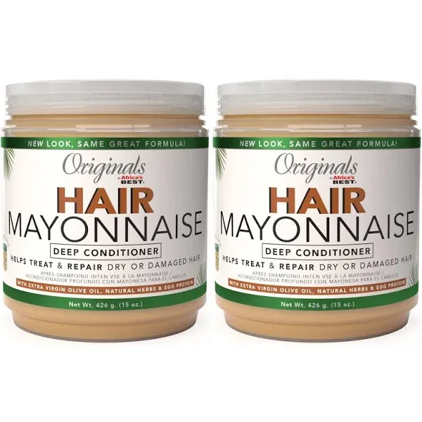 Originals By Africa's Best Hair Mayonnaise Conditioner, 2 Pack, 15 oz Jar, Enriched with Natural Botanical Herbal Extracts and Olive Oil to Deep