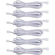 AIBOO Extension Cables 9.84FT LED Under Cabinet Puck Lighting, 2-Pin Male and Female Cable Connector Extension Cords for LED Puck Lights with White Cords (6 Pack)