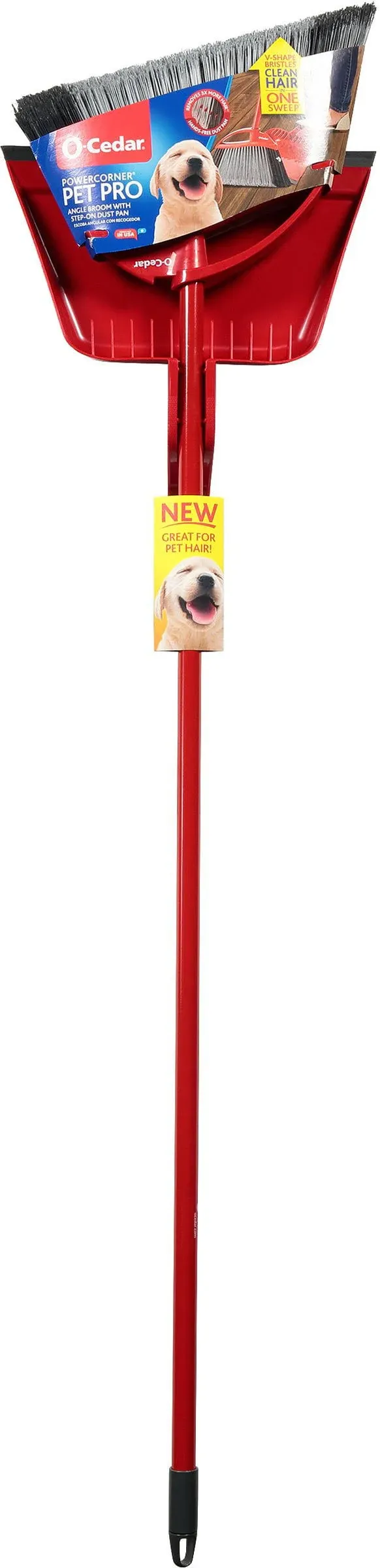 O-Cedar Pet Pro Power Corner Broom with Step On Dust Pan