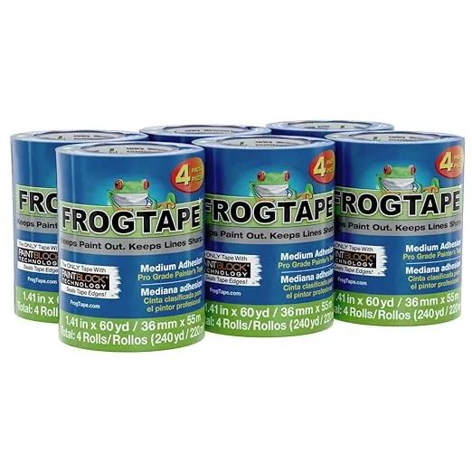 FrogTape Pro Painter's Tape with PAINTBLOCK, Medium Adhesion, 1.41" Wide x 60 Yards Long, Blue, 24 Rolls (104956)